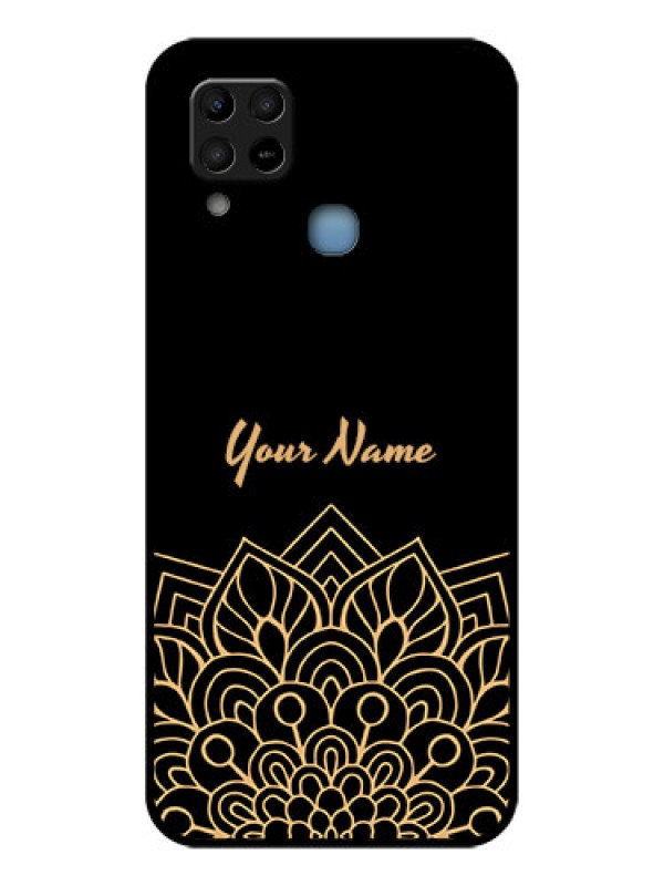 Custom Infinix Hot 10s Custom Glass Phone Case - Golden mandala Design