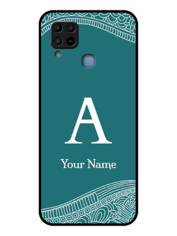 Custom Infinix Hot 10s Personalized Glass Phone Case - line art pattern with custom name Design