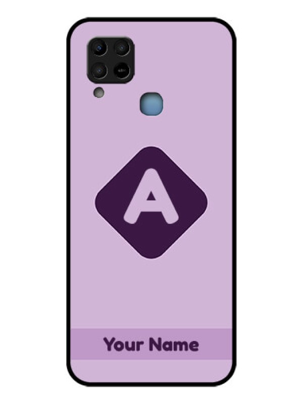 Custom Infinix Hot 10s Custom Glass Mobile Case - Custom Letter in curved badge Design