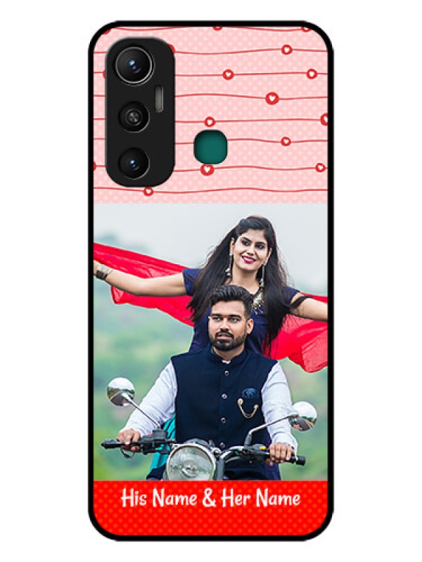 Custom Infinix Hot 11 Personalized Glass Phone Case - Red Pattern Case Design