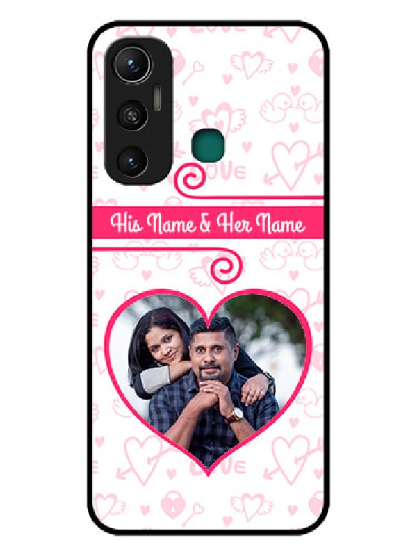 Custom Infinix Hot 11 Personalized Glass Phone Case - Heart Shape Love Design