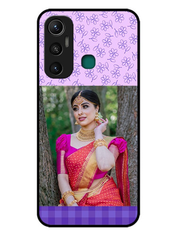 Custom Infinix Hot 11 Custom Glass Phone Case - Purple Floral Design