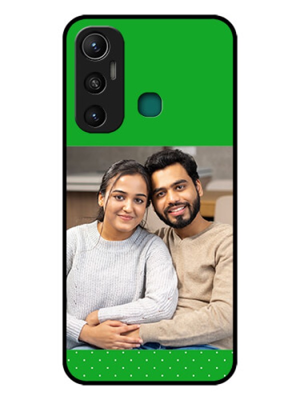 Custom Infinix Hot 11 Personalized Glass Phone Case - Green Pattern Design