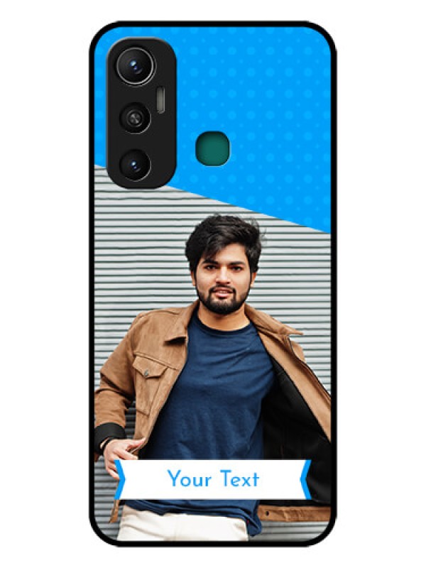 Custom Infinix Hot 11 Photo Printing on Glass Case - Simple Blue Color Design