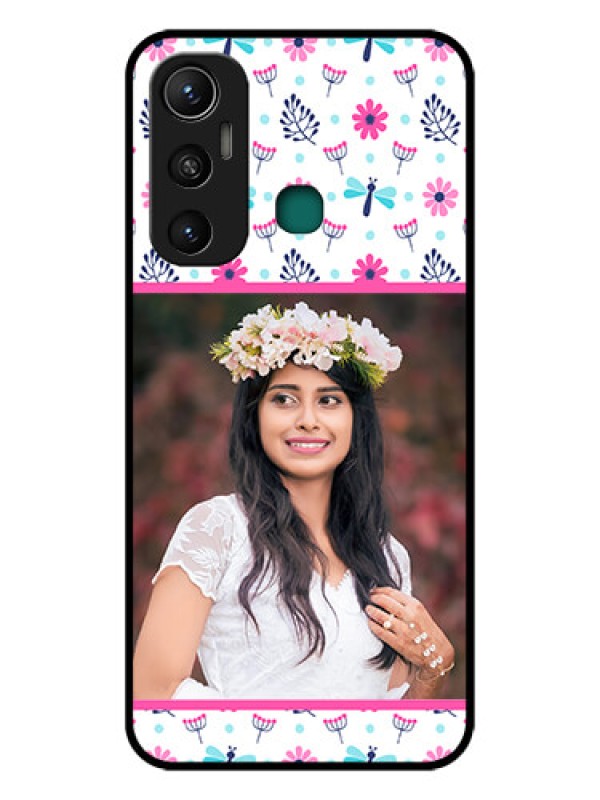 Custom Infinix Hot 11 Photo Printing on Glass Case - Colorful Flower Design