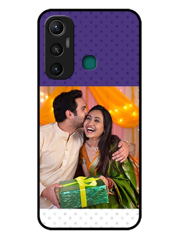 Custom Infinix Hot 11 Personalized Glass Phone Case - Violet Pattern Design