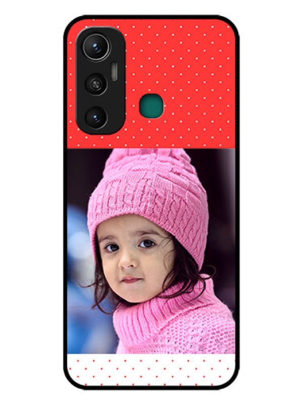 Custom Infinix Hot 11 Photo Printing on Glass Case - Red Pattern Design