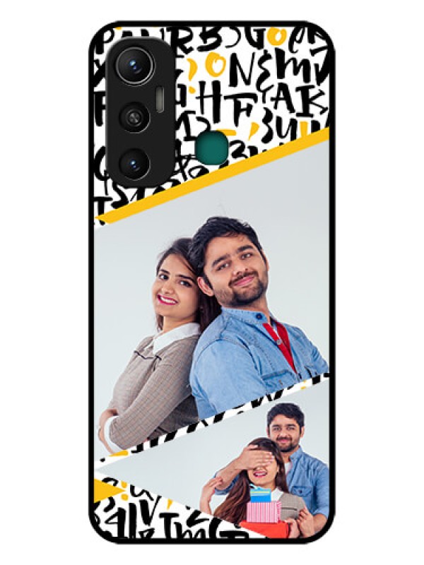 Custom Infinix Hot 11 Custom Glass Mobile Case - Letters Pattern Design