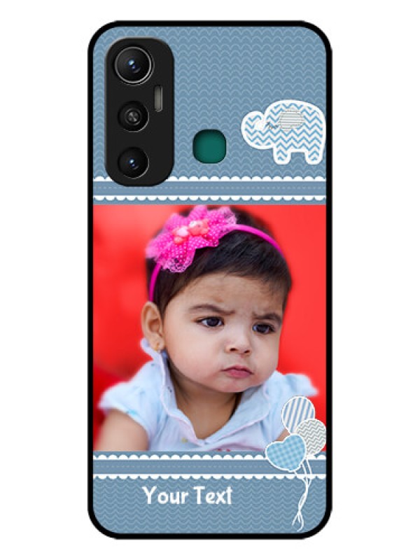 Custom Infinix Hot 11 Photo Printing on Glass Case - with Kids Pattern Design