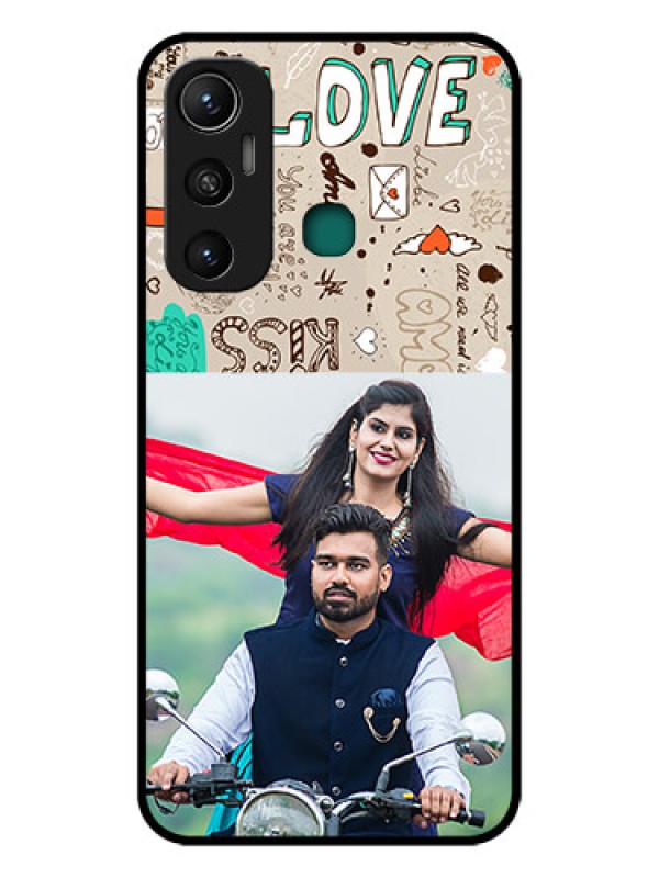 Custom Infinix Hot 11 Custom Glass Phone Case - Love Doodle Pattern