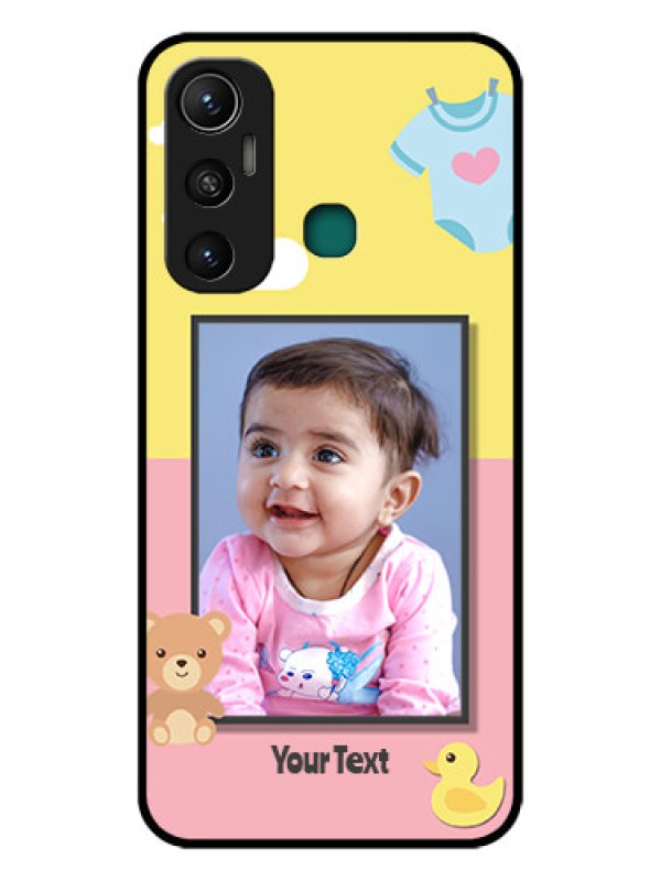 Custom Infinix Hot 11 Photo Printing on Glass Case - Kids 2 Color Design
