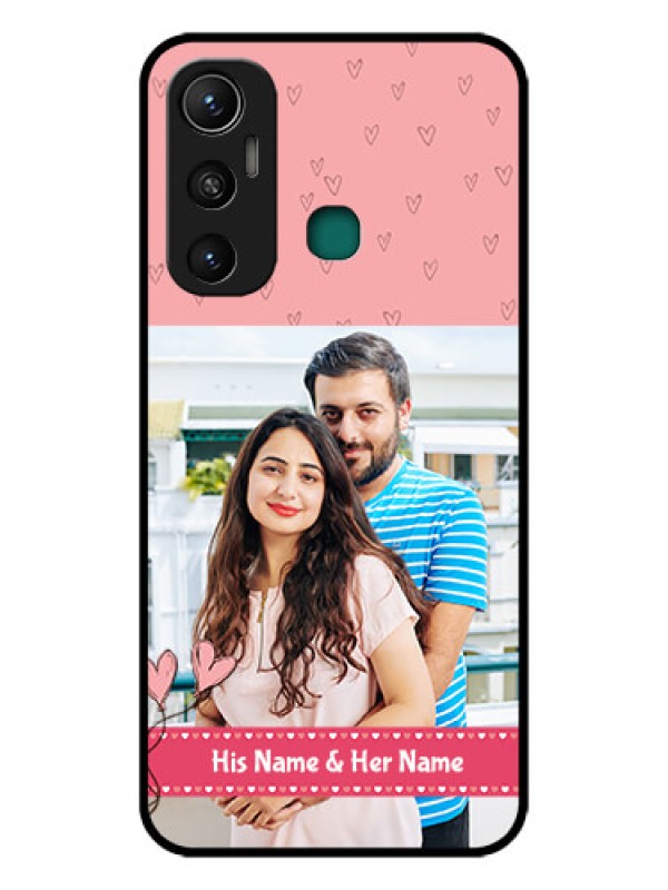 Custom Infinix Hot 11 Personalized Glass Phone Case - Love Design Peach Color