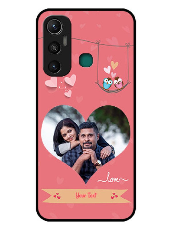 Custom Infinix Hot 11 Personalized Glass Phone Case - Peach Color Love Design