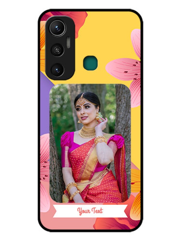 Custom Infinix Hot 11 Custom Glass Mobile Case - 3 Image With Vintage Floral Design