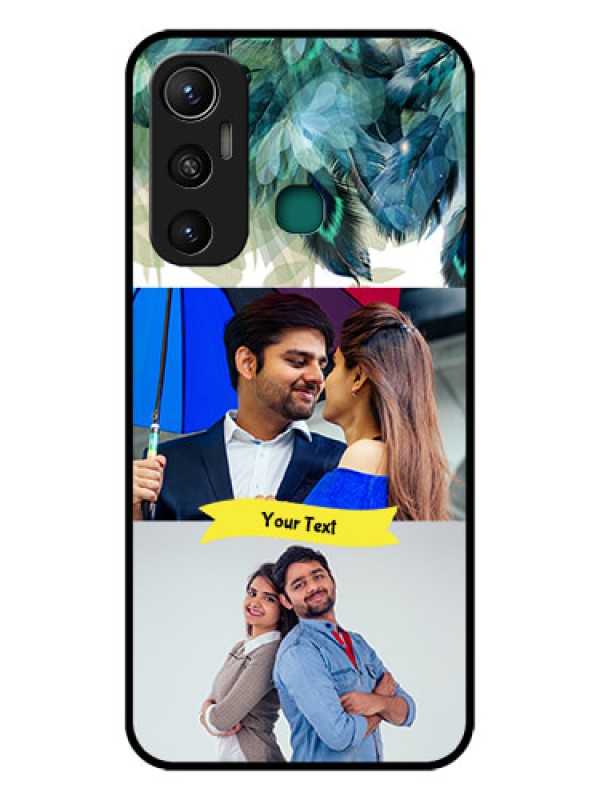 Custom Infinix Hot 11 Personalized Glass Phone Case - Image with Boho Peacock Feather Design