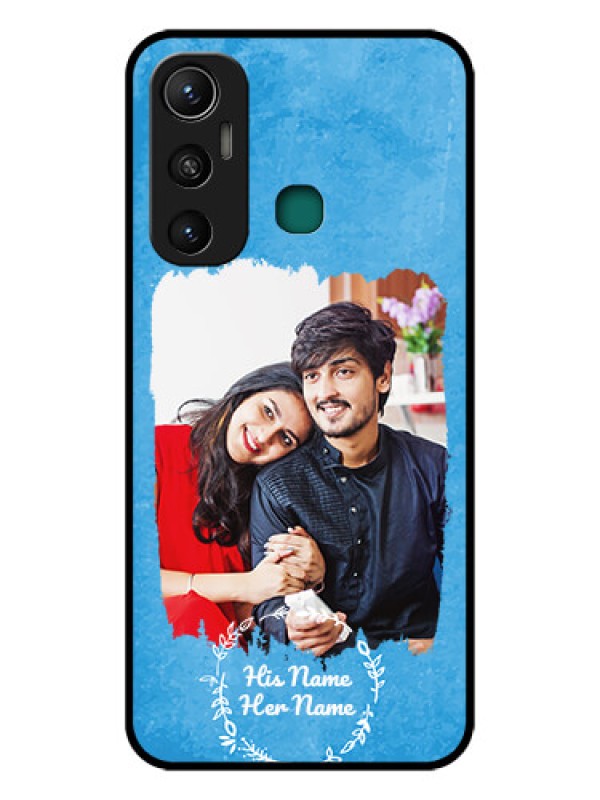 Custom Infinix Hot 11 Custom Glass Phone Case - Blue Color Vintage Design