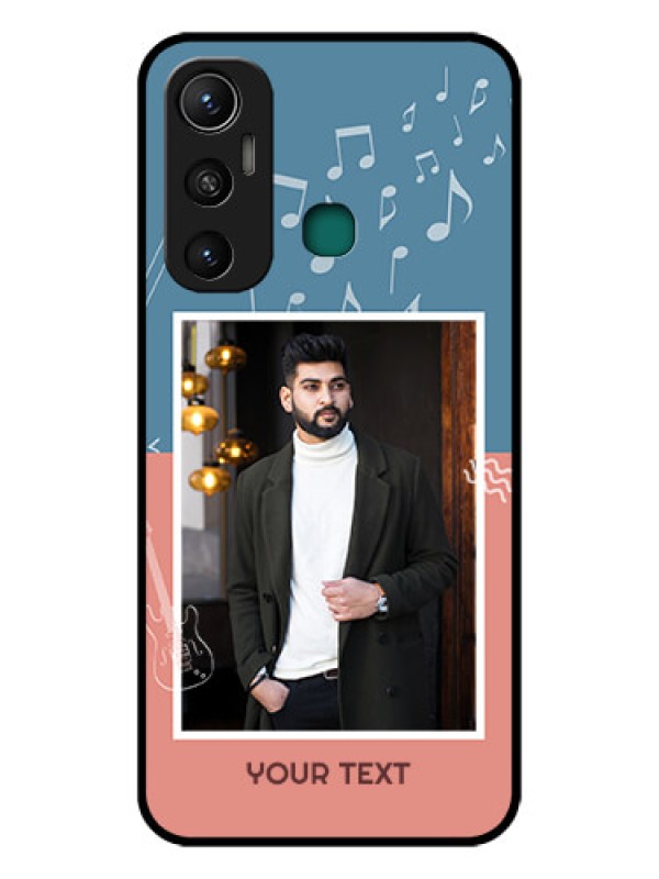 Custom Infinix Hot 11 Photo Printing on Glass Case - with Color Musical Note Design