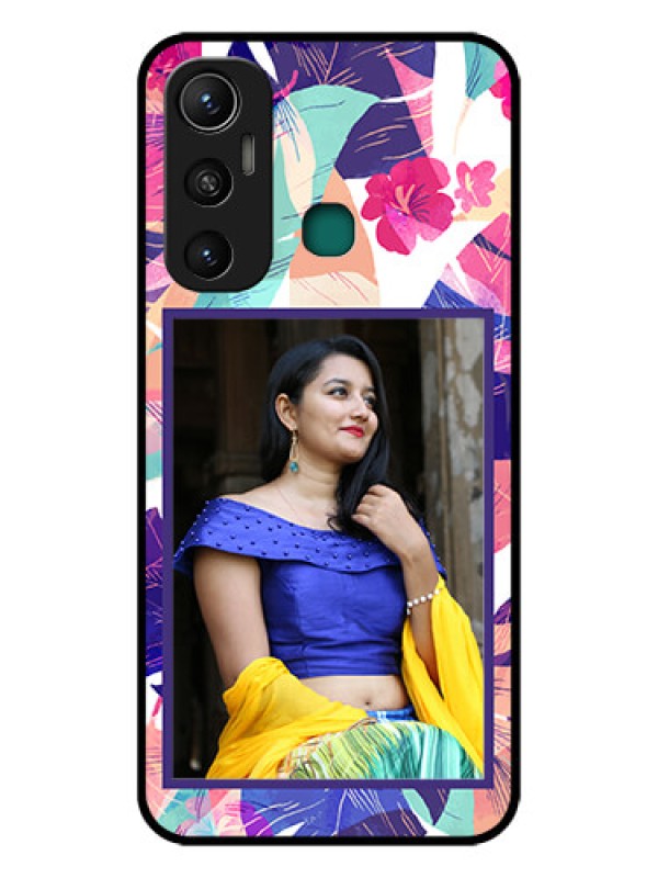 Custom Infinix Hot 11 Custom Glass Mobile Case - Abstract Floral Design