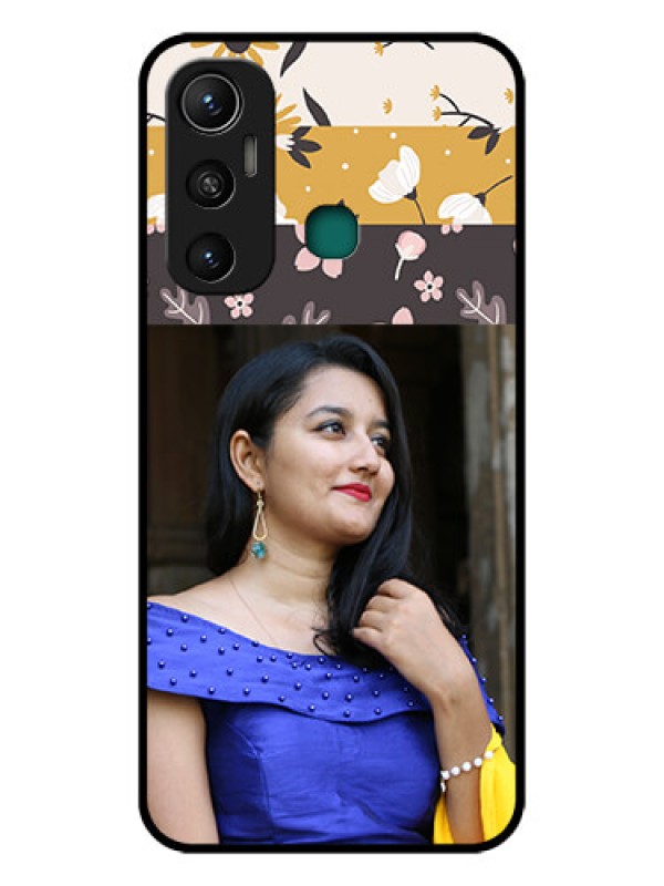 Custom Infinix Hot 11 Custom Glass Phone Case - Stylish Floral Design