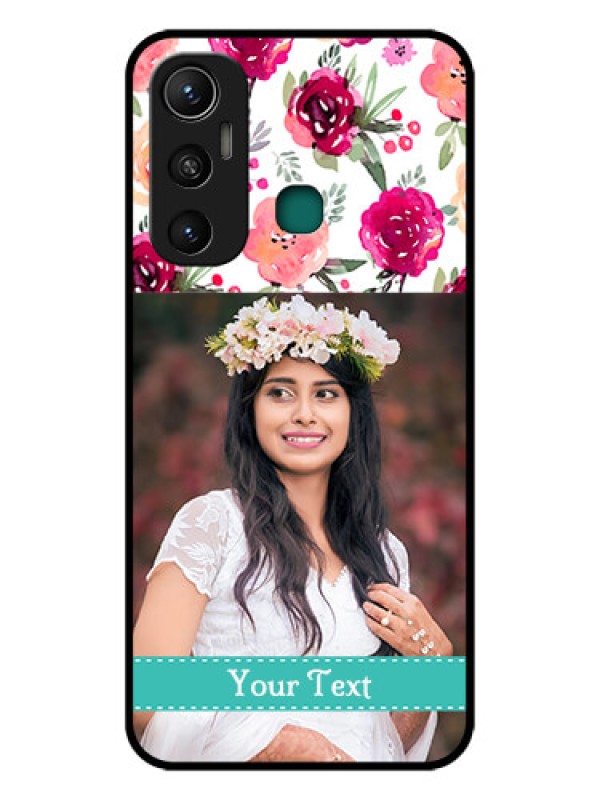 Custom Infinix Hot 11 Custom Glass Phone Case - Watercolor Floral Design