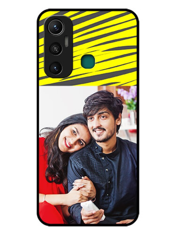 Custom Infinix Hot 11 Photo Printing on Glass Case - Yellow Abstract Design