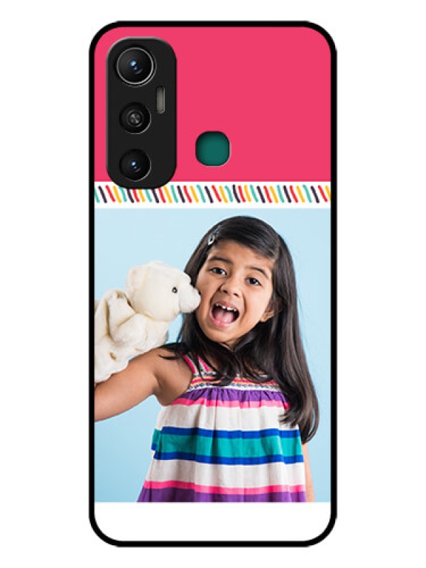 Custom Infinix Hot 11 Personalized Glass Phone Case - Line art design