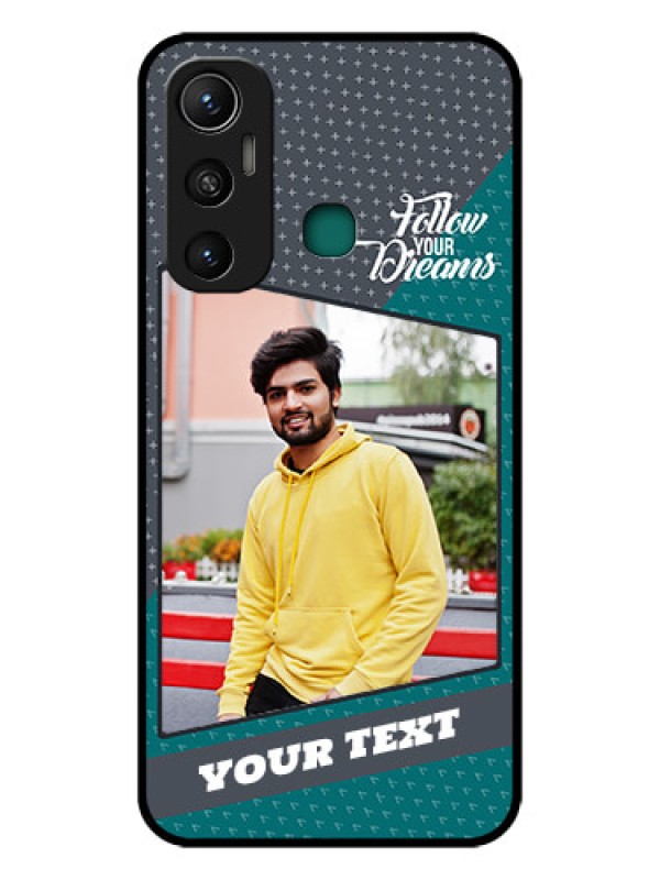 Custom Infinix Hot 11 Personalized Glass Phone Case - Background Pattern Design with Quote