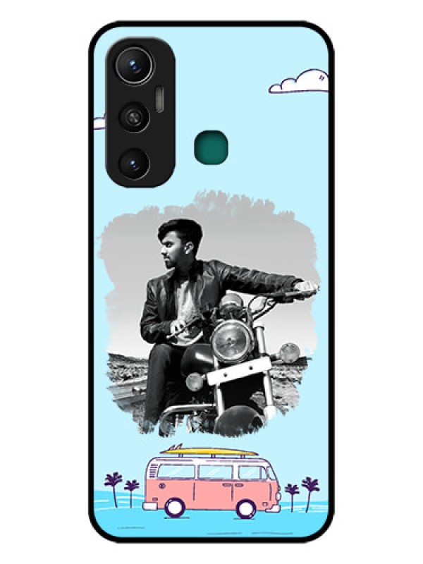 Custom Infinix Hot 11 Photo Printing on Glass Case - Travel & Adventure Design