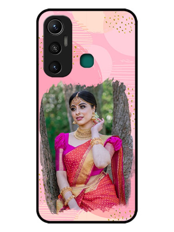 Custom Infinix Hot 11 Personalized Glass Phone Case - Gold Glitter Splash Design