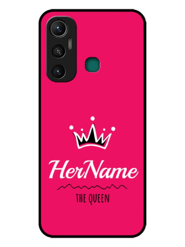 Custom Infinix Hot 11 Glass Phone Case Queen with Name