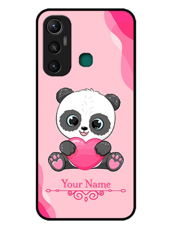 Custom Infinix Hot 11 Custom Glass Mobile Case - Cute Panda Design