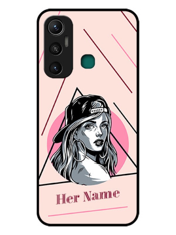 Custom Infinix Hot 11 Personalized Glass Phone Case - Rockstar Girl Design