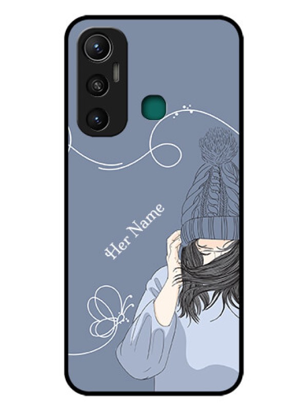 Custom Infinix Hot 11 Custom Glass Mobile Case - Girl in winter outfit Design