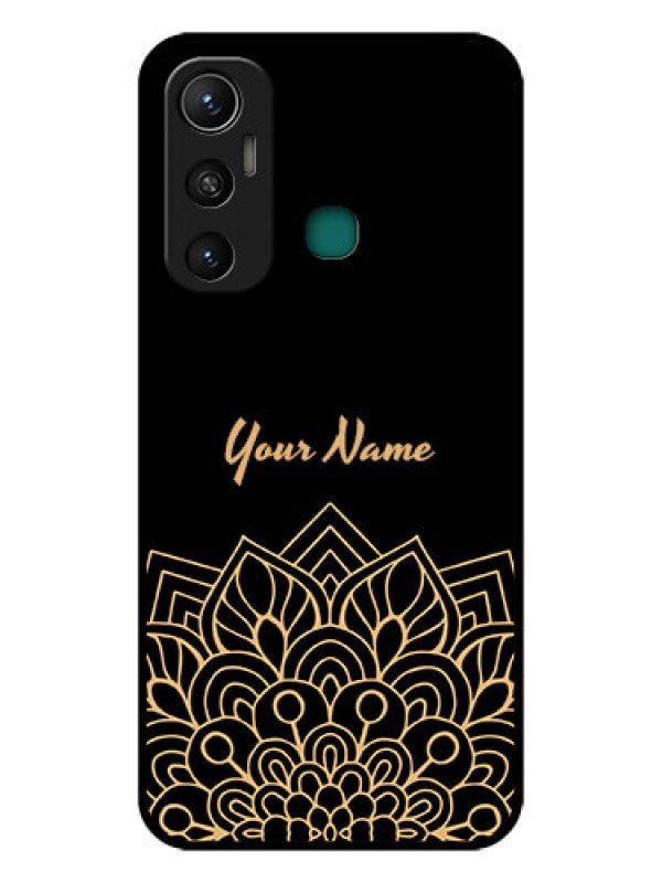 Custom Infinix Hot 11 Custom Glass Phone Case - Golden mandala Design