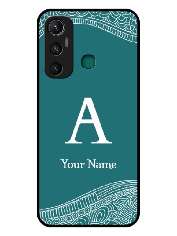 Custom Infinix Hot 11 Personalized Glass Phone Case - line art pattern with custom name Design