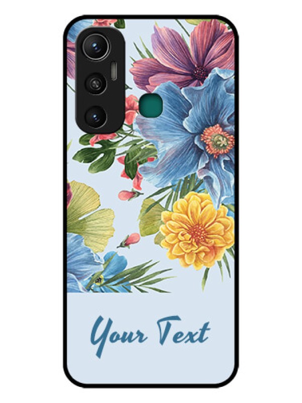 Custom Infinix Hot 11 Custom Glass Mobile Case - Stunning Watercolored Flowers Painting Design