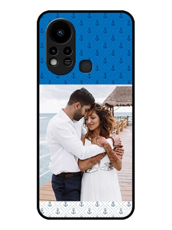 Custom Infinix Hot 11s Photo Printing on Glass Case - Blue Anchors Design