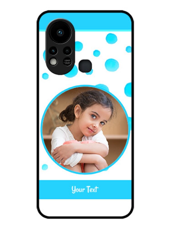 Custom Infinix Hot 11s Photo Printing on Glass Case - Blue Bubbles Pattern Design