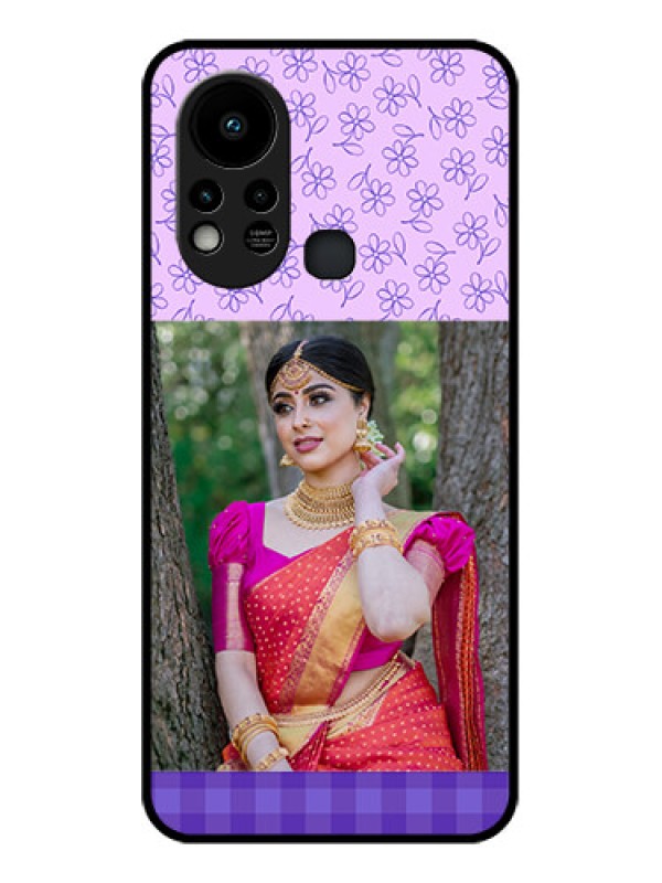 Custom Infinix Hot 11s Custom Glass Phone Case - Purple Floral Design