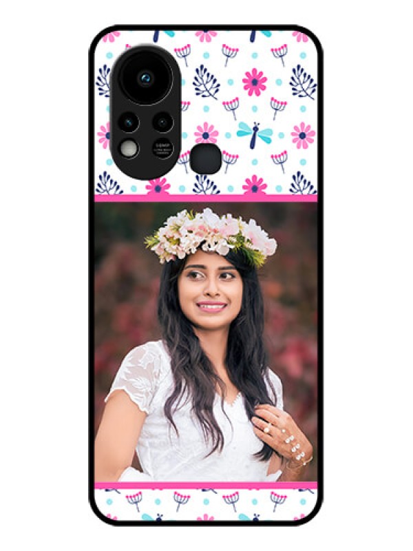 Custom Infinix Hot 11s Photo Printing on Glass Case - Colorful Flower Design
