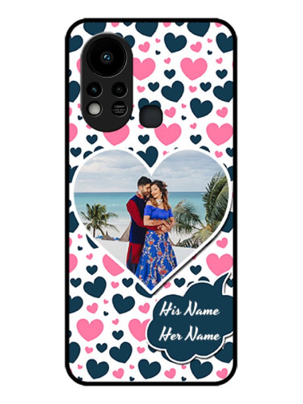 Custom Infinix Hot 11s Custom Glass Phone Case - Pink & Blue Heart Design