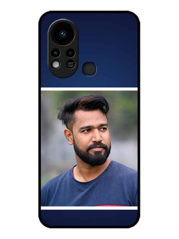 Custom Infinix Hot 11s Personalized Glass Phone Case - Simple Royal Blue Design