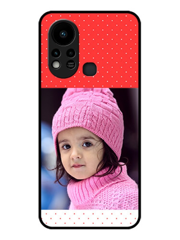 Custom Infinix Hot 11s Photo Printing on Glass Case - Red Pattern Design