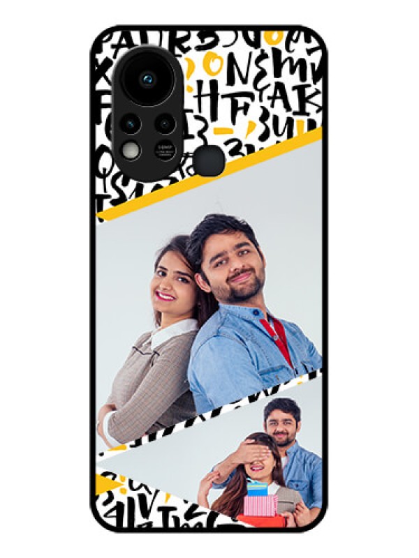 Custom Infinix Hot 11s Custom Glass Mobile Case - Letters Pattern Design