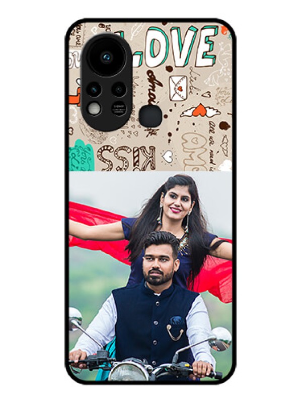 Custom Infinix Hot 11s Custom Glass Phone Case - Love Doodle Pattern