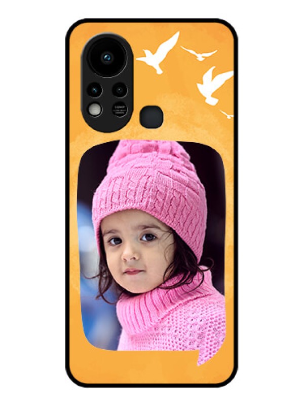 Custom Infinix Hot 11s Personalized Glass Phone Case - Water Color Design with Bird Icons