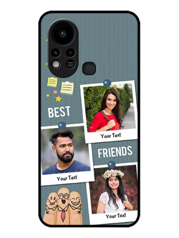 Custom Infinix Hot 11s Personalized Glass Phone Case - Sticky Frames and Friendship Design