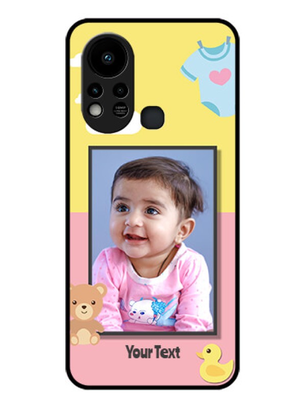 Custom Infinix Hot 11s Photo Printing on Glass Case - Kids 2 Color Design