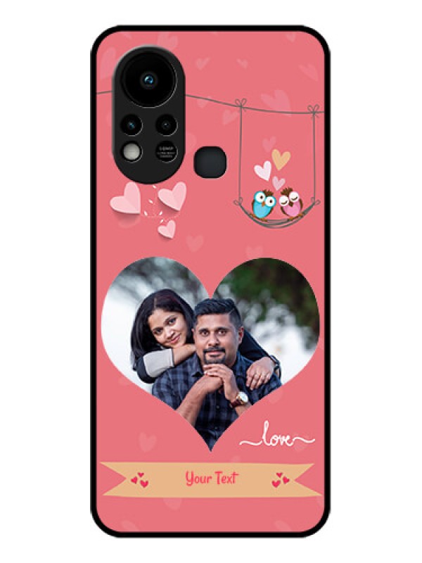 Custom Infinix Hot 11s Personalized Glass Phone Case - Peach Color Love Design