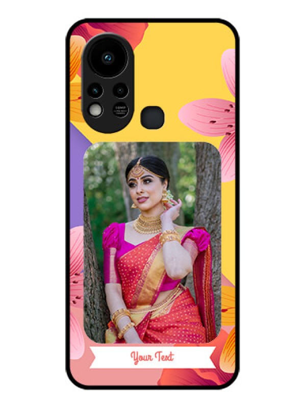 Custom Infinix Hot 11s Custom Glass Mobile Case - 3 Image With Vintage Floral Design